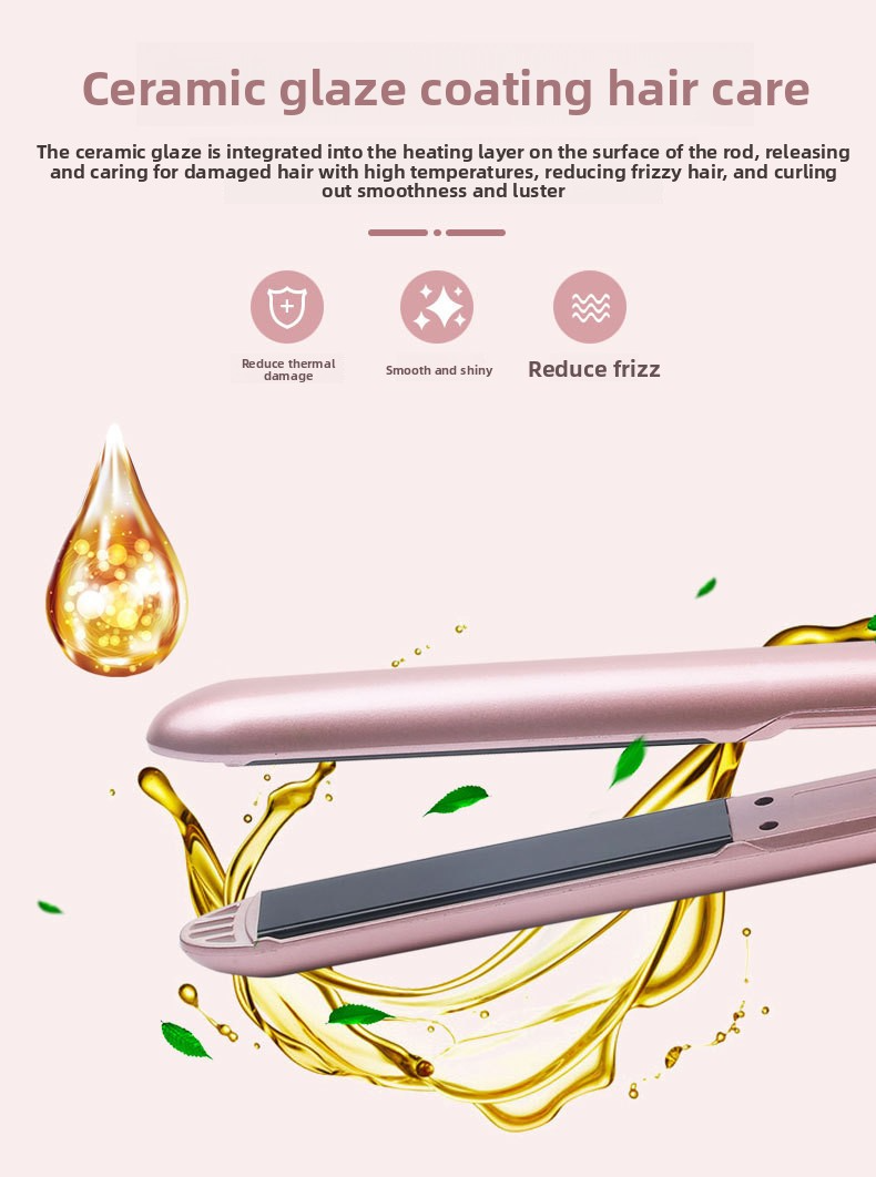 Mini Hair Straightener & Curling Iron - Dual Voltage For Wet/Dry Hair Anti-Scald Design With Ceramic Plates (Perfect For Air Bangs & Travel)_voghion.com