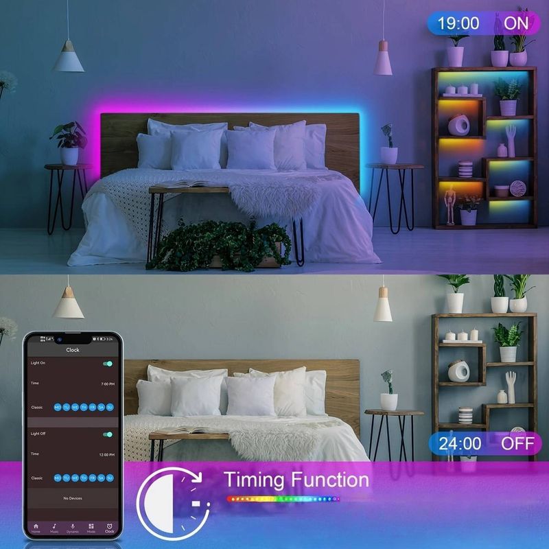 Bande lumineuse LED RVB 5 V avec contrôleur Bluetooth 44 touches et application de contrôle intelligente - Éclairage d'ambiance intérieur pour chambre et salon_voghion.com