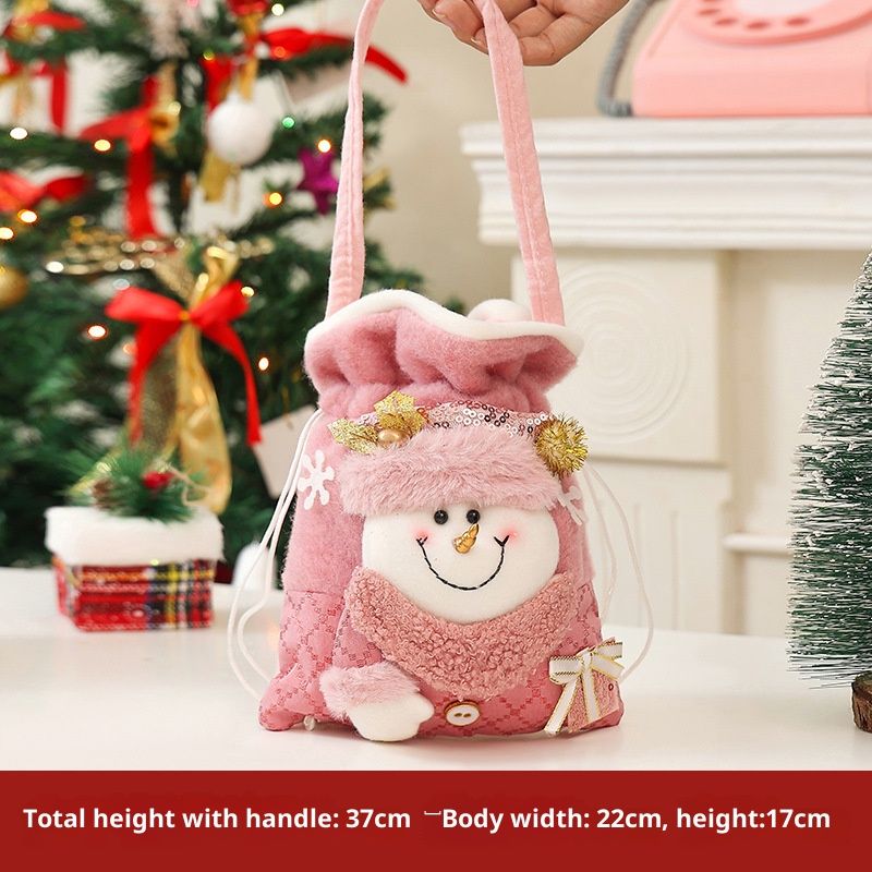 Glitter Christmas Gift Bags With Handle - Festive Pink Holiday Party Favor Pouches For Candy, Apples & Small Presents_voghion.com