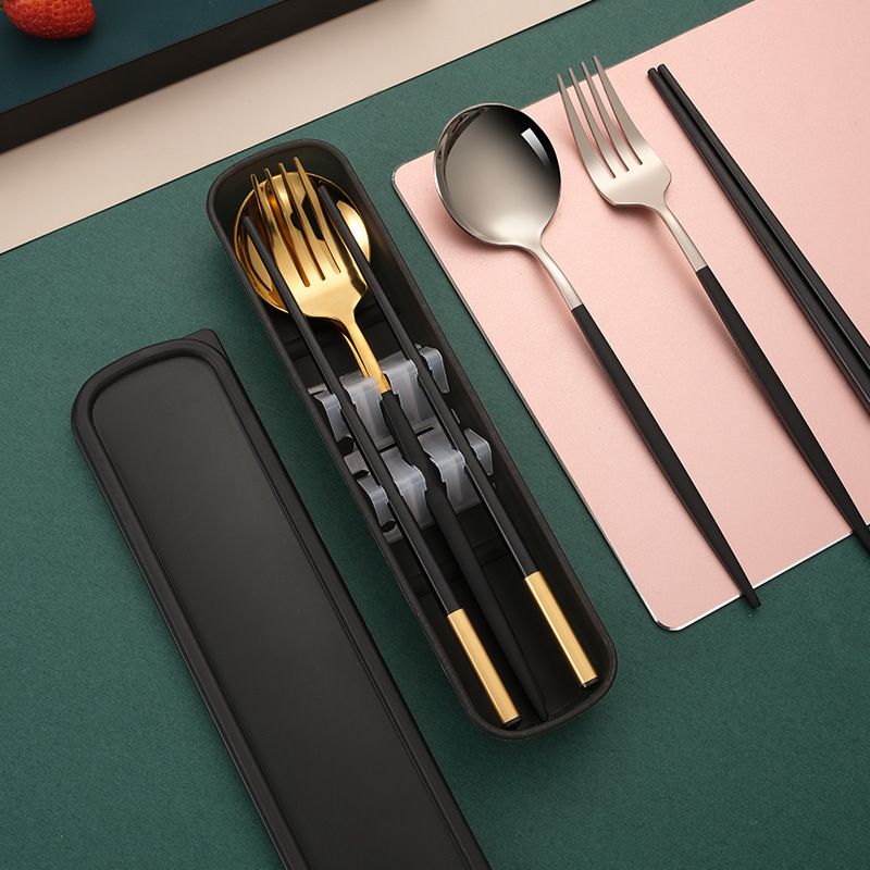 Set di stoviglie occidentali portatili e creative in acciaio inossidabile, con coltello, forchetta, cucchiaio e cannuccia, regalo combinato_voghion.com