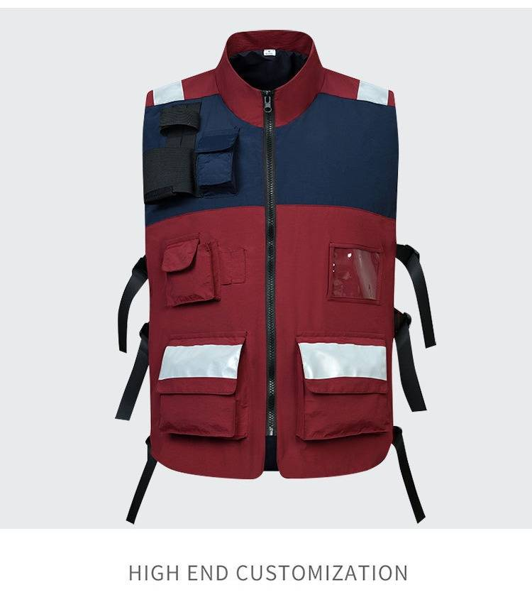 High-Visibility Safety Vest For Emergency & Volunteer Work - Lightweight Polyester Zip-Up With Multiple Utility Pockets_voghion.com