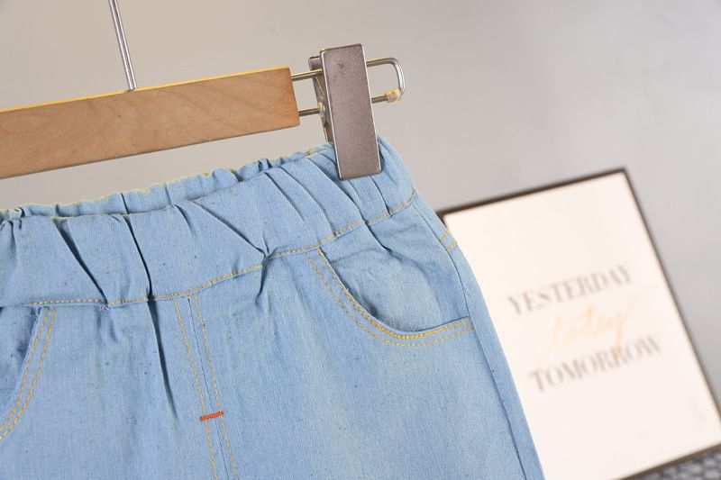 2024 Summer New Short sleeved with Polo Collar, Casual Cowboy Shorts, Two Piece Set for Boys and Girls_voghion.com