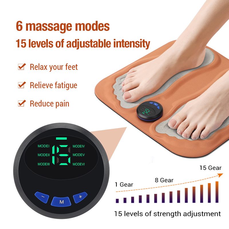 Intelligent EMS micro current pulse meridian health multifunctional sole massage foot pad_voghion.com