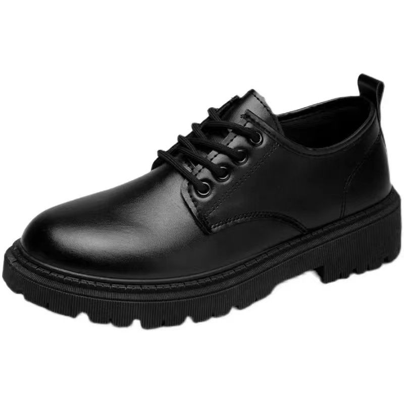 Casual Leather For Summer, Breathable Thick Sole, British Style, Versatile Non-Slip Soft Sole Work Shoes_voghion.com