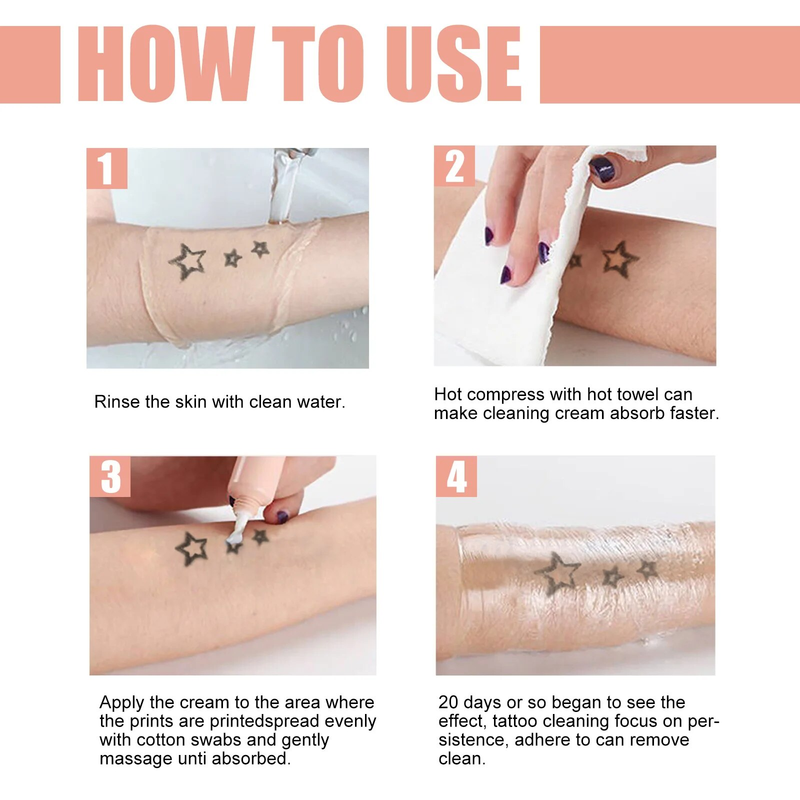 Crème d'effacement des pigments de la peau, tube indolore, crème d'effacement des tatouages, Portable, nettoyage des tatouages, Gel pour la peau indolore, 13g pour femmes_voghion.com