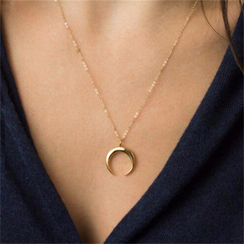 316L Rvs 20mm Maan Hanger Ketting hoefijzer ox hoorn Hoogglans Collier Drop Shipping Sieraden_voghion.com