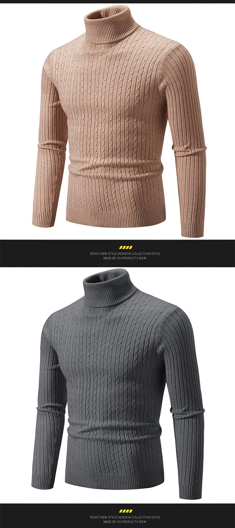 2023 autumn and winter new men's solid color sweaters fashionable long-sleeved turtleneck sweaters couples bottoming shirts_voghion.com