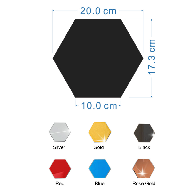 JM006 pegatina de pared de espejo acrílico hexagonal DIY decoración del hogar pegatina de espejo tridimensional impermeable_voghion.com