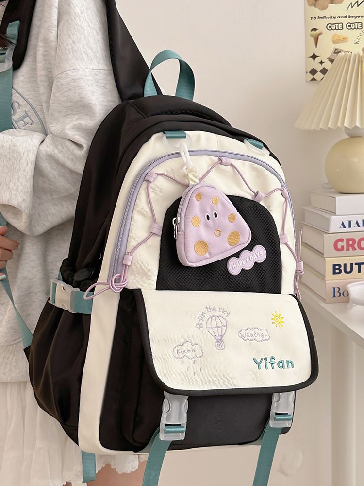 Dopamine Middle Girls Cute Elementary School Backpack Ins Niche Unique Large Capacity Double Shoulder Bag For Women_voghion.com