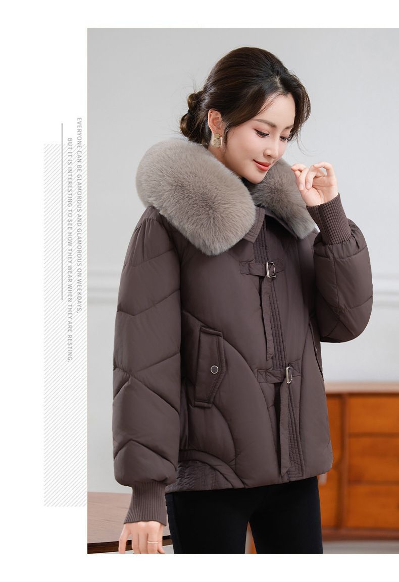 Casaco de inverno feminino com gola de pele sintética – Jaqueta curta e leve, grossa, com caimento solto, estilosa e quente para tamanhos pequenos e grandes_voghion.com