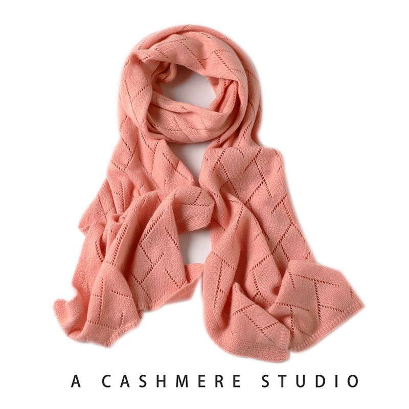 2025 New Cashmere Scarf Women's Short Korean Version Autumn And Winter Warm Neck Protection Knitted Versatile Hollow Scarf_voghion.com