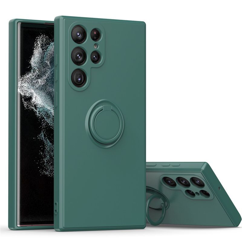 Custodia per cellulare adatta per Samsung S24 Custodia per cellulare con supporto ad anello in silicone ultra liquido S25/A54 Custodia protettiva anti-caduta S22_voghion.com