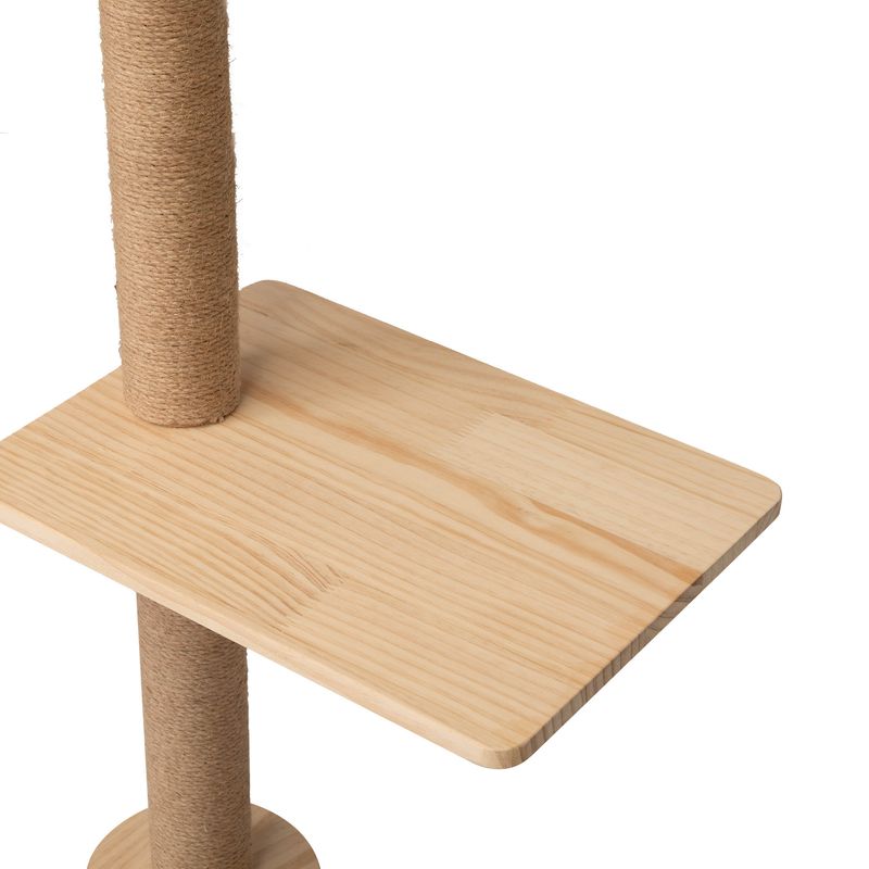 Wall-Mounted Cat Scratching Pad for Small to Large Cat, Indoor Wood Cat Tree with Hammock, Cat Scratcher Perch_voghion.com