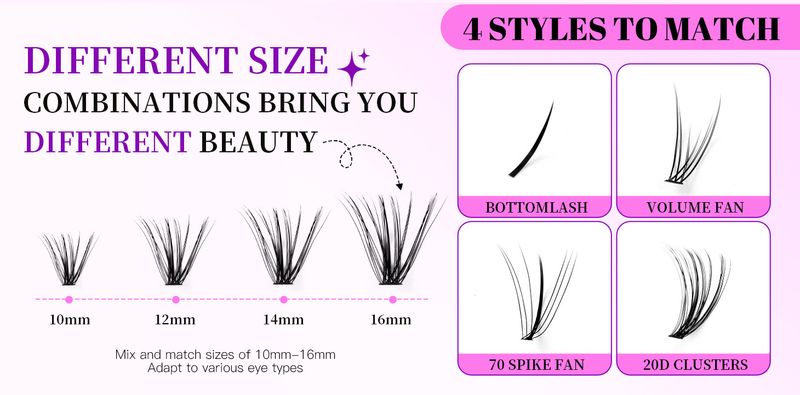 Hot 404 cluster large capacity false eyelashes lower lash demon single cluster segment DIY eyelash mixed_voghion.com