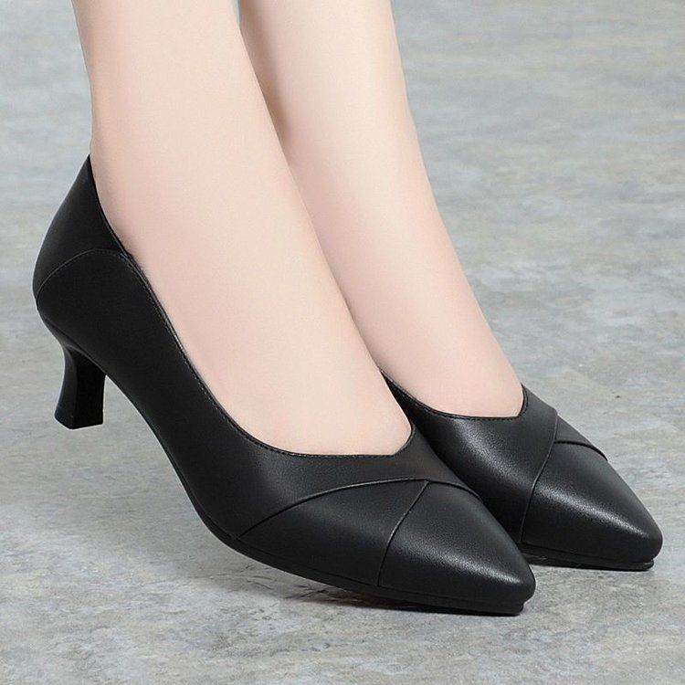 High Heels Damen Arbeitsschuhe Damenschuhe Ein Pedal Weiche Sohle Temperament Lederschuhe Damen Einzelschuhe_voghion.com