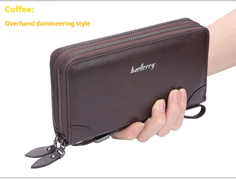 Geldbörse, neue hochwertige multifunktionale Geldbörse mit großem Fassungsvermögen für Herren – lange Clutch mit Doppelreißverschluss, stilvolles und praktisches Design, für den täglichen Gebrauch geeignet_voghion.com