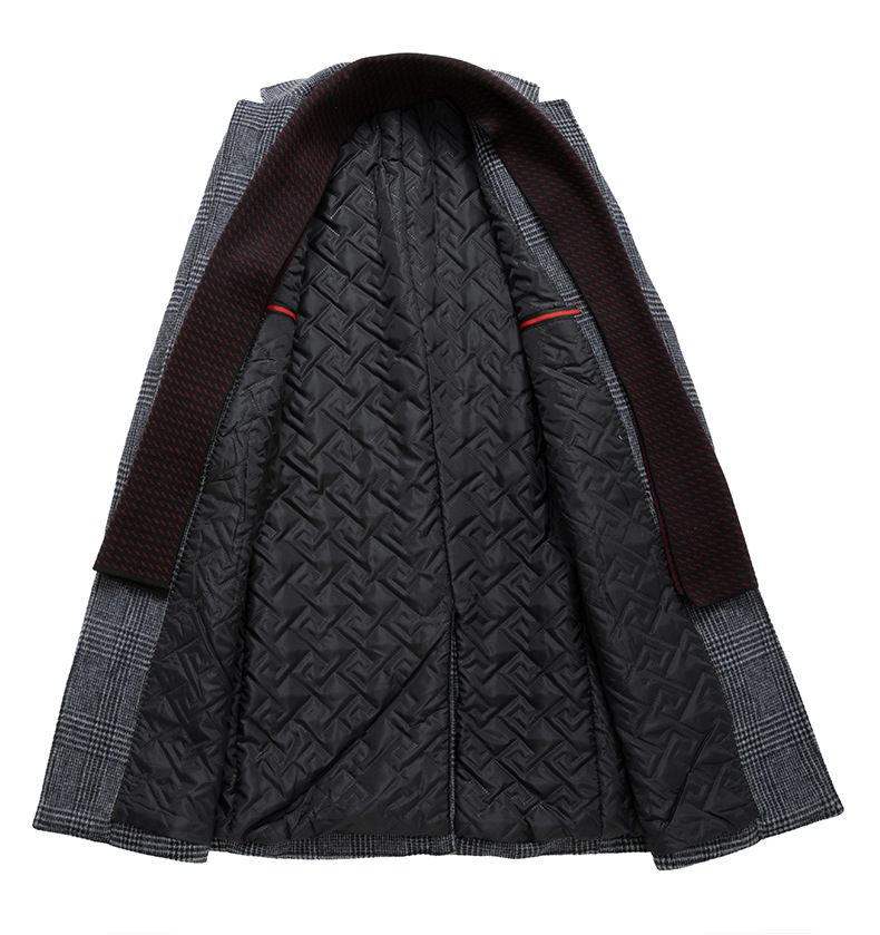 Cappotto invernale da donna in misto lana scozzese con sciarpa - Caldo cappotto lungo in tweed per donna (marrone/grigio)_voghion.com