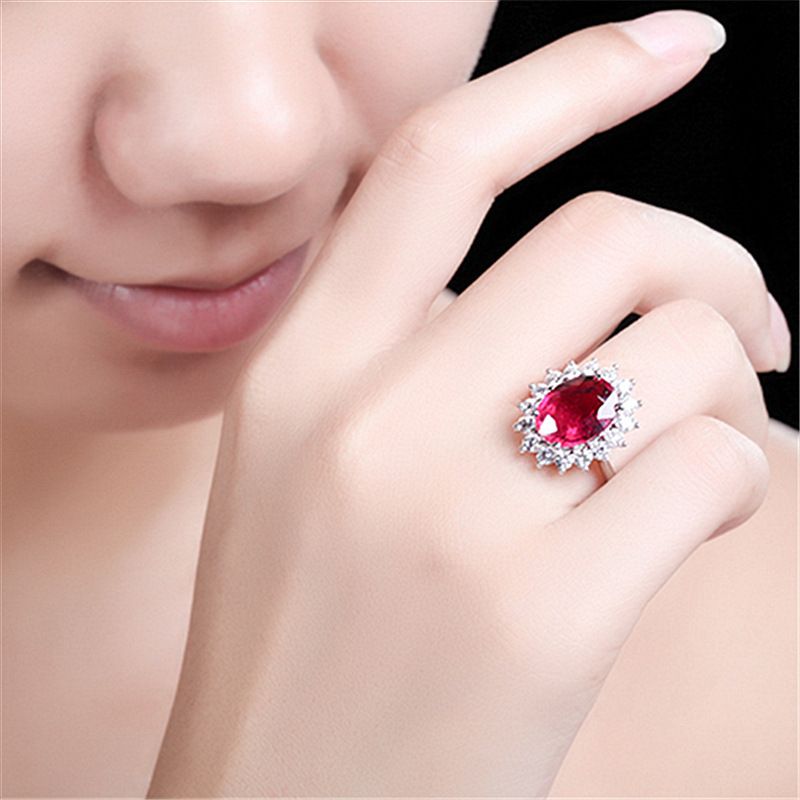 Daifei Style Blue Oversized Pigeon Egg Red Crystal Inlaid Index Finger Ring, Tanzanite Colored Women's Ring_voghion.com