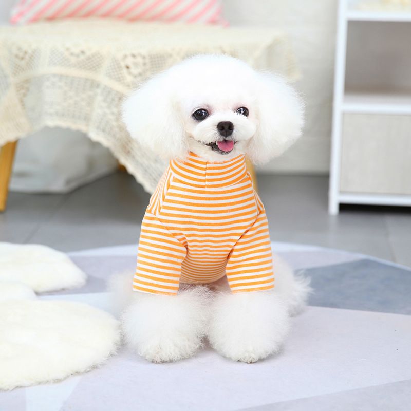 Autumn/Winter New Teddy Small Dog Pet Clothing 21 Little Bear Striped Bottom Shirt_voghion.com