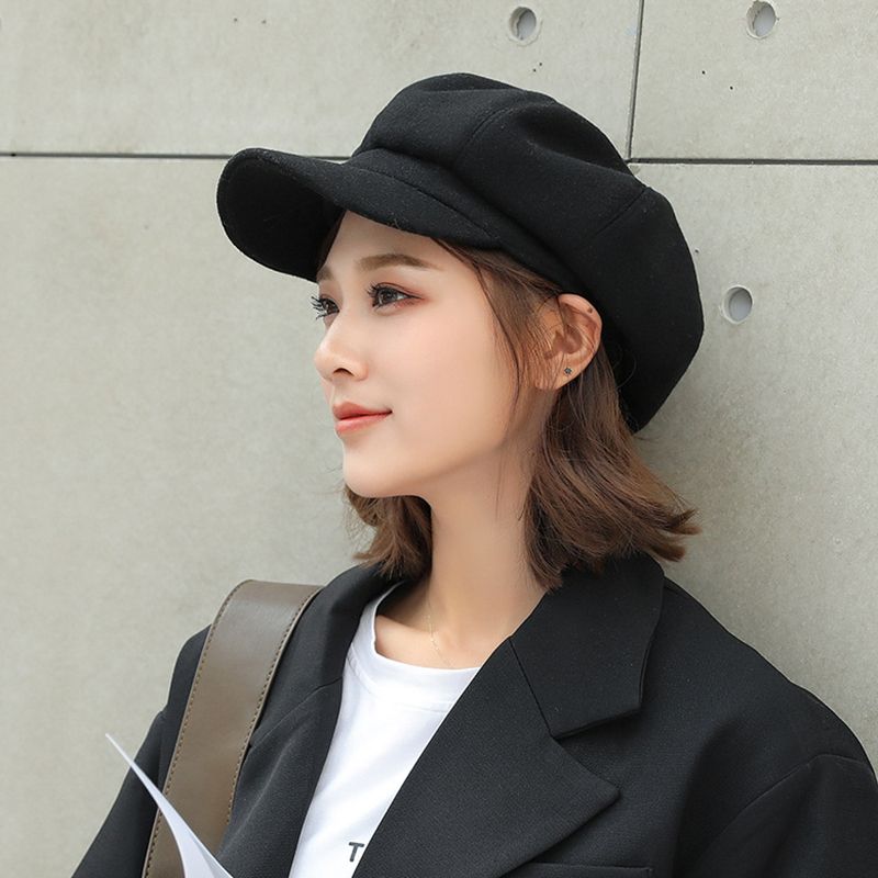 New Arrivals Fashion Solid Color Woolen Newsboy Cap Octagonal 8 Panel Women Autumn Winter Thickened Warm Beret Hat For Girls Sombrero_voghion.com