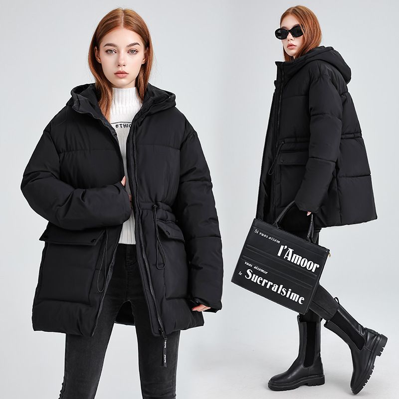Women's Clothing Women's Oversized Puffer Jacket - Hooded Winter Coat With Quilted Detailing_voghion.com