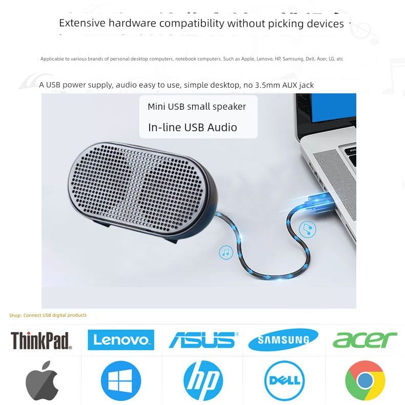 USB Audio Computer Mini Desktop Impact Portable Notebook Built-in Sound Card For Home Speaker_voghion.com