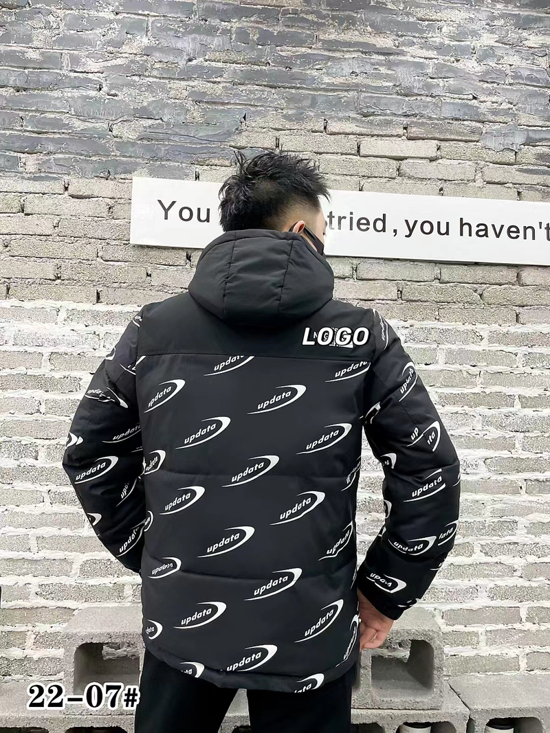Large designers light luxury men's winter windproof thickened warm brand printing versatile stand-up collar down jacket hooded jacket_voghion.com