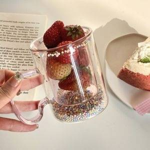 Tazza di vetro a doppio strato con sabbia fluente e cuore per ragazze_voghion.com