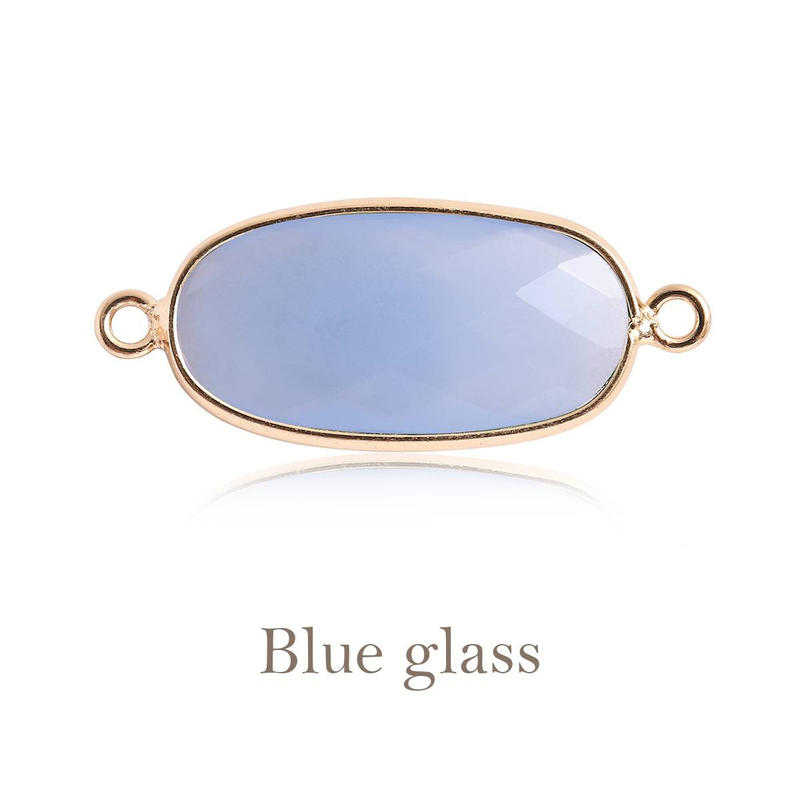 Women's Jewelry Natural Stone Crystal Double Hanging Pendant Long Oval Double Hole Edging Pendant DIY Double Hook Bracelet Accessories Material_voghion.com