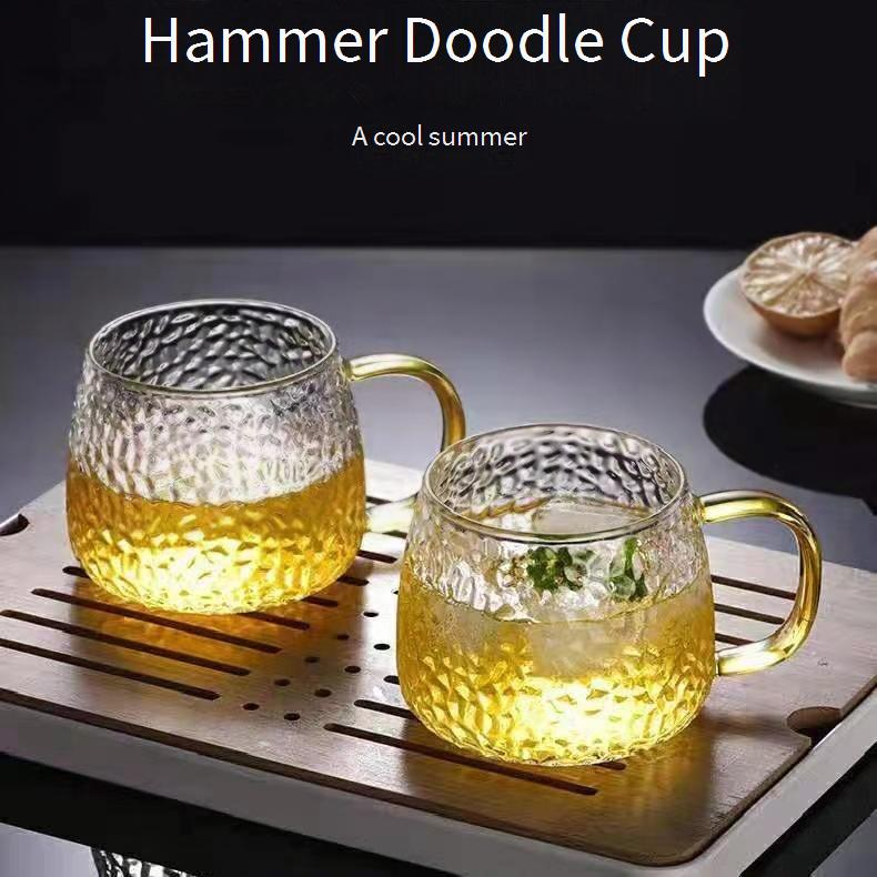 Thickened Hammer Pattern Pineapple Cup Tropical Handle Water Cup Home Fashion Breakfast Cup Beverage Cup Milk Cup Glass Water Cup_voghion.com