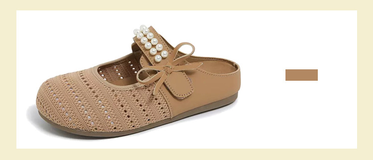 Women's Shoes With Soft Soles That Won't Tire Your Feet. Summer Half Slip Women's Outdoor Wear Pearl Fairy Style Slippers_voghion.com