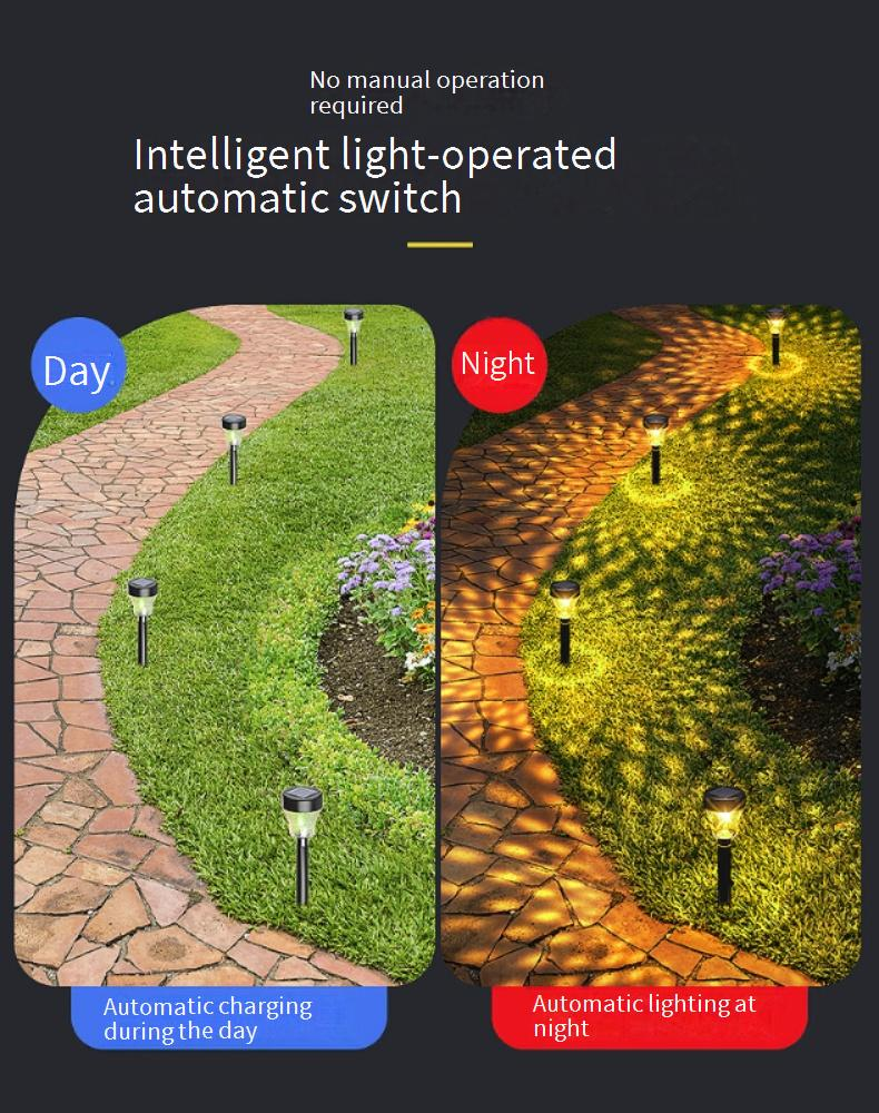 Lampes de jardin LED solaires avec projection – Éclairage extérieur étanche pour allée, cour, pelouse et terrasse (blanc/jaune/multicolore)_voghion.com