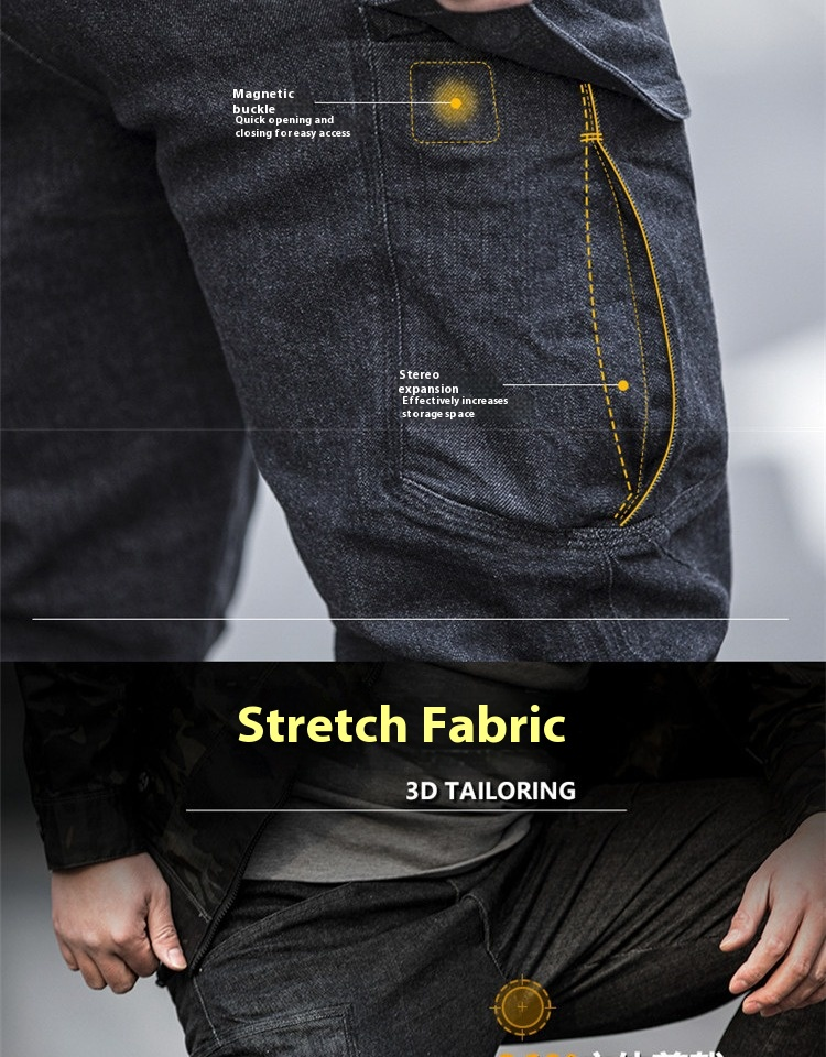 Tactical Pants For Men - Durable Multi-Pocket Stretch Denim Work Pants For Outdoor, Military, And Workwear_voghion.com