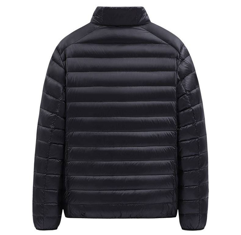 Men's Lightweight Down Jacket, Short Puffer Coat With Stand Collar, 50% White Duck Down, 600 Fill Power, Slim Fit, Windproof Winter Casual Outerwear_voghion.com