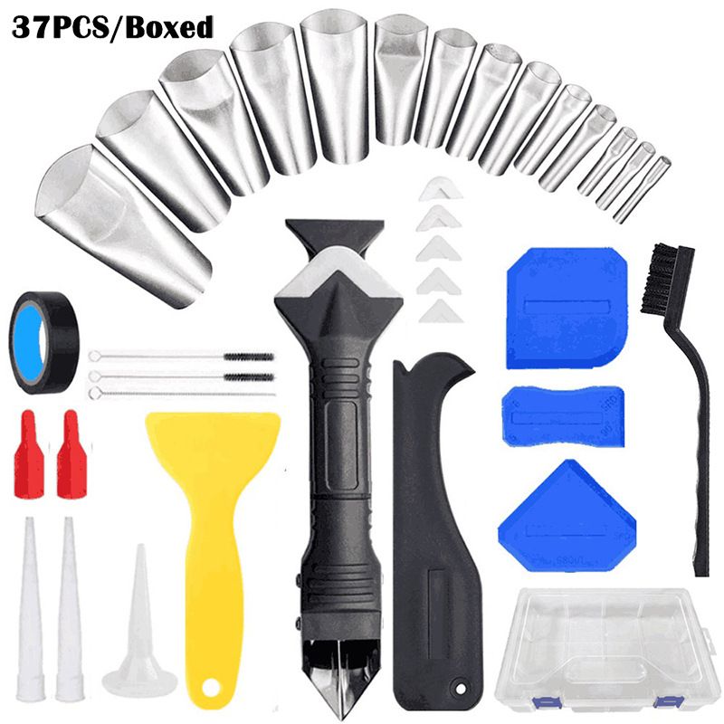 37-Piece Caulking Tool Kit With Sealing Nozzles, Scrapers & Trim Tools – Complete Grout & Sealant Application Set For Professional & DIY Projects"_voghion.com