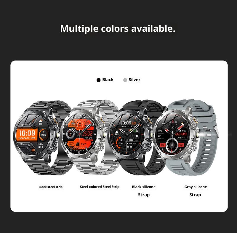 LIGE AK87 Outdoor Smartwatch With Flashlight, Bluetooth Calling, 1000mAh Battery, Multi-Sport Modes, AMOLED Display_voghion.com