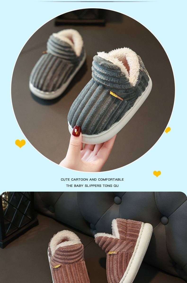 Pantofole invernali per bambini con fodera in pelliccia, suola antiscivolo, comode pantofole da casa per bambini e bambine (diversi colori e taglie)_voghion.com