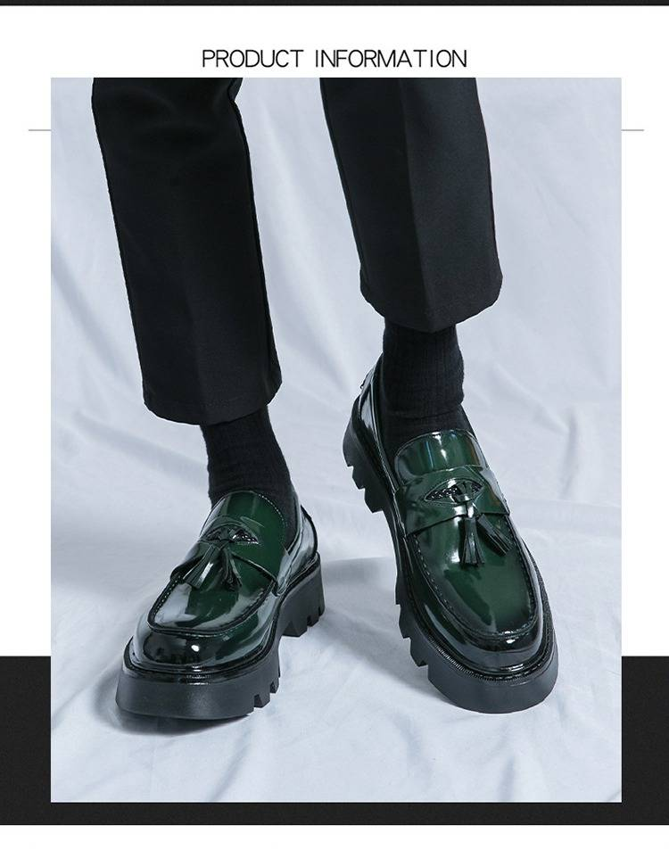 Men's Classic Brogue Loafers - Slip-On Business Casual Shoes With Thick Sole For Summer, Round Toe, PU Leather Upper, Rubber Sole, Low-Cut Comfortable_voghion.com