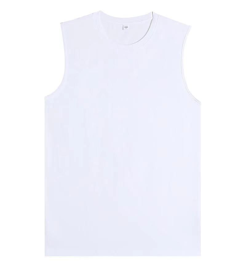 Unbeatable Quality Summer 230g Pure Cotton Men's Tank Top Loose White Inner Shoulder Sports Fitness Versatile Sleeveless T-shirt For Men_voghion.com