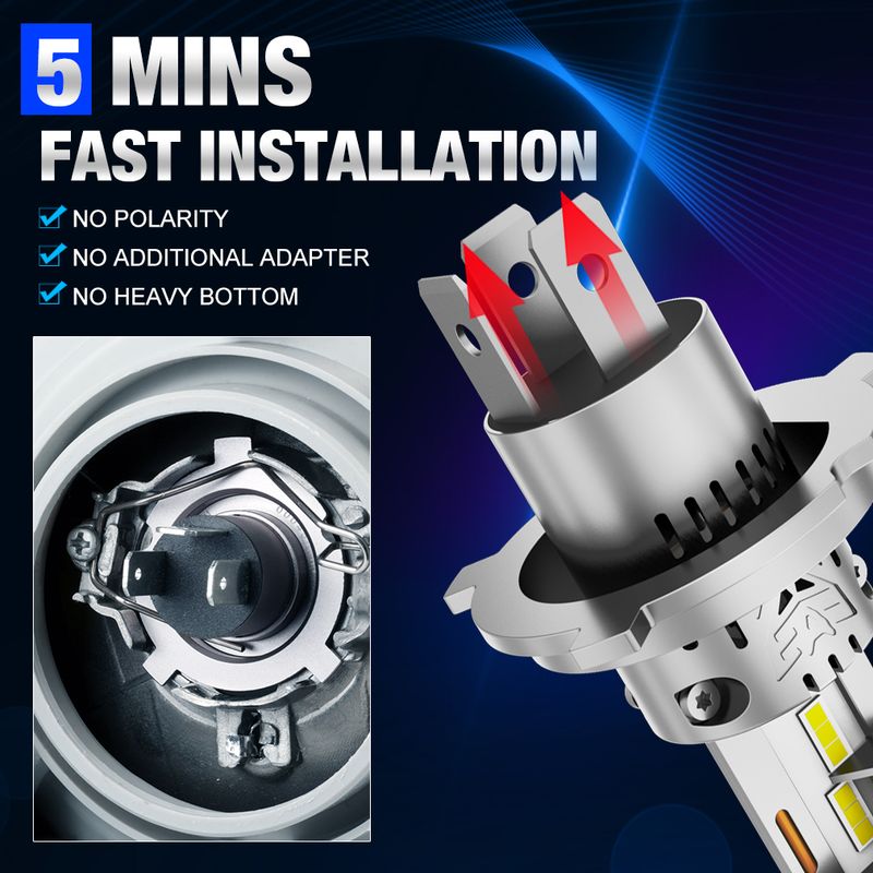 Bombillas LED para faros delanteros XSTORM H4 9003 HB2 CNBUS, luz de cruce, luz de cruce, 20000 lm, diodo LED turbo, luz de cruce, luz de cruce automática, 12 V, 6500 K_voghion.com