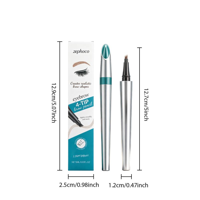 Zephoco Light Brown Four-Pronged Eyebrow Pencil Daily Travel Non-Smudge Natural Hair Flow Three-Dimensional Color Easy_voghion.com