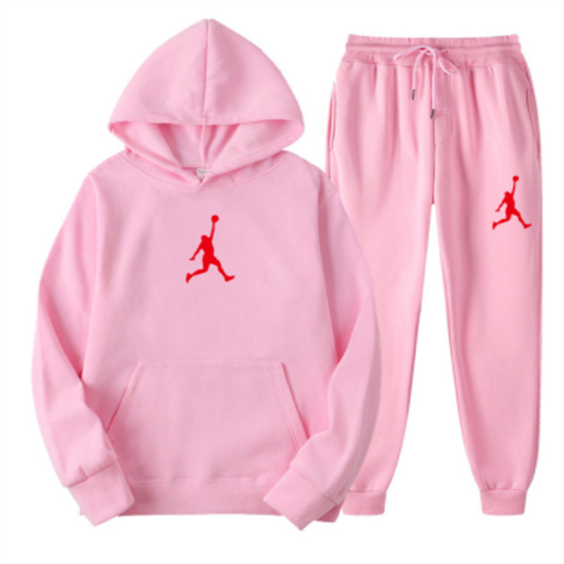 N S Autunno Inverno Stampa Tuta sportiva casual Felpa con cappuccio Set da due pezzi_voghion.com