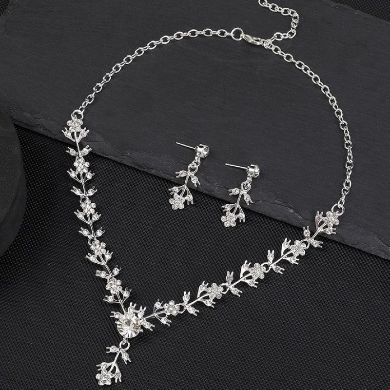 Set di gioielli da donna alla moda con collana e orecchini da sposa, accessori per abiti da banchetto nuziale, Internet personalizzato_voghion.com