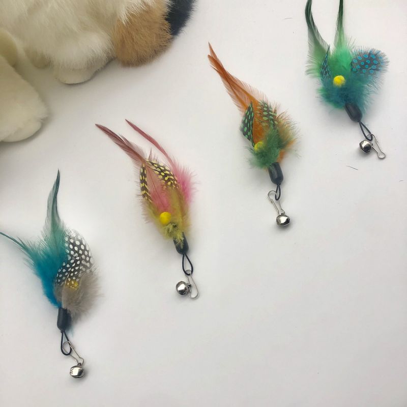 Tête de rechange pour jouet pour animaux de compagnie, baguette en plumes, insectes volants_voghion.com