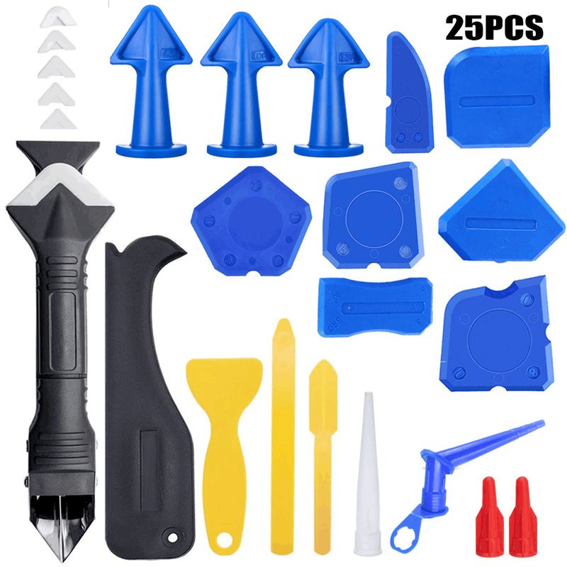 25-Piece Caulking Tool Kit With Adjustable Nozzle & Scrapers – Professional Sealant Applicator For Doors, Windows & Home Repairs_voghion.com