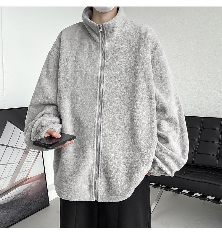 Chaqueta con capucha cálida de color sólido de lana de doble cara para hombre nueva chaqueta con capucha de otoño e invierno_voghion.com
