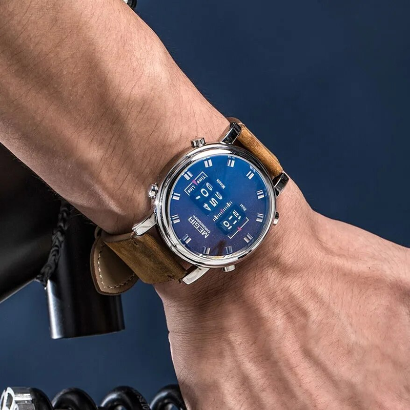 Roller Pointer da uomo Orologio da polso al quarzo con cinturino in pelle sportivo militare di lusso Mascilino_voghion.com