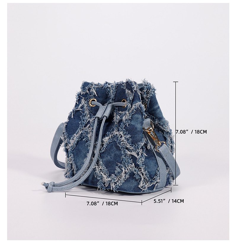 Nuova borsa a secchiello da cowboy con motivo tie-dyed Lingge Mini Cross Border Nuova borsa a tracolla da donna con coulisse e bordo in peluche Borsa da donna_voghion.com