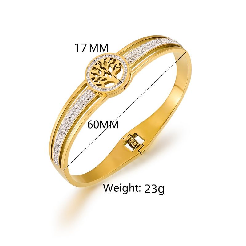 Best-selling High-end Diamond-studded Hollow-out Tree-of-life For Women Stainless Steel Non-fading Bracelet Jewelry_voghion.com