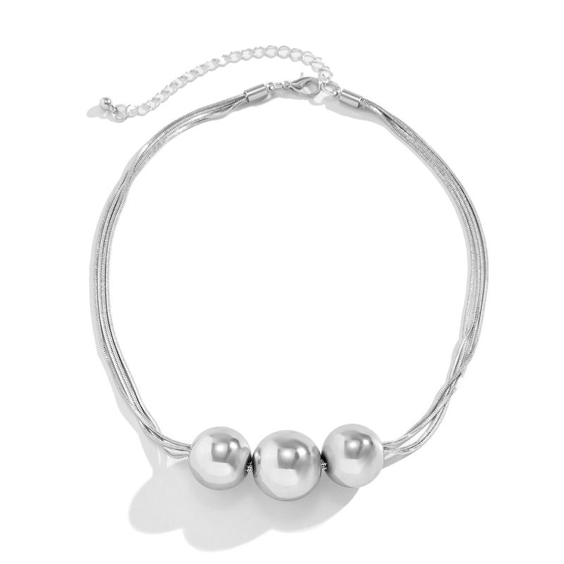 Schmuck übertriebene Punk-Mehrschichtkette, faltbare Halskette, geometrische Kugelpersönlichkeit, kleine Halskette_voghion.com
